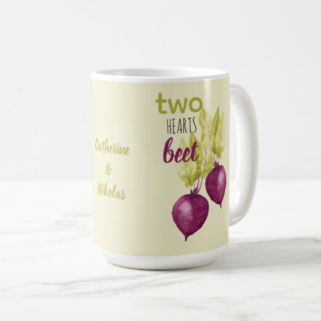 Mug Café art à l'aquarelle betterave rouge végane  (Devant droit)