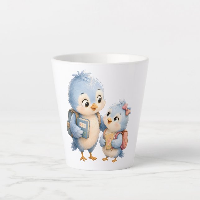 Mug Café au Lait Petits Oiseaux Mignons Frères et  (Devant)