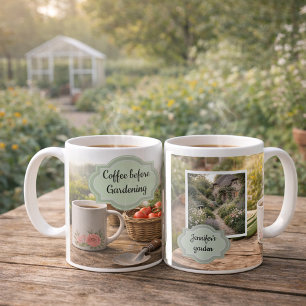 Mug Café avant photo de jardin du matin jardinage