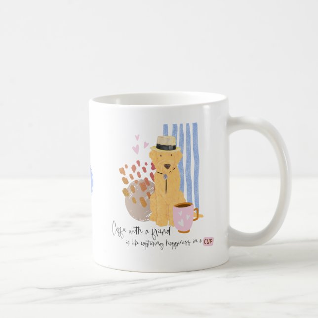 Mug Café avec ami Citation Cute Labradooda En Casquett (Droite)