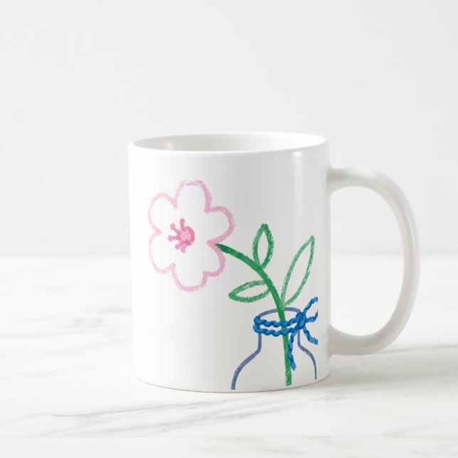 Mug Café avec Fleur Dessinée à la Main dans un Vas (Droite)