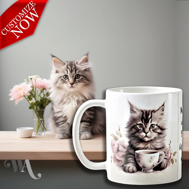 Mug Café avec mon chat (Easy to customize text)
