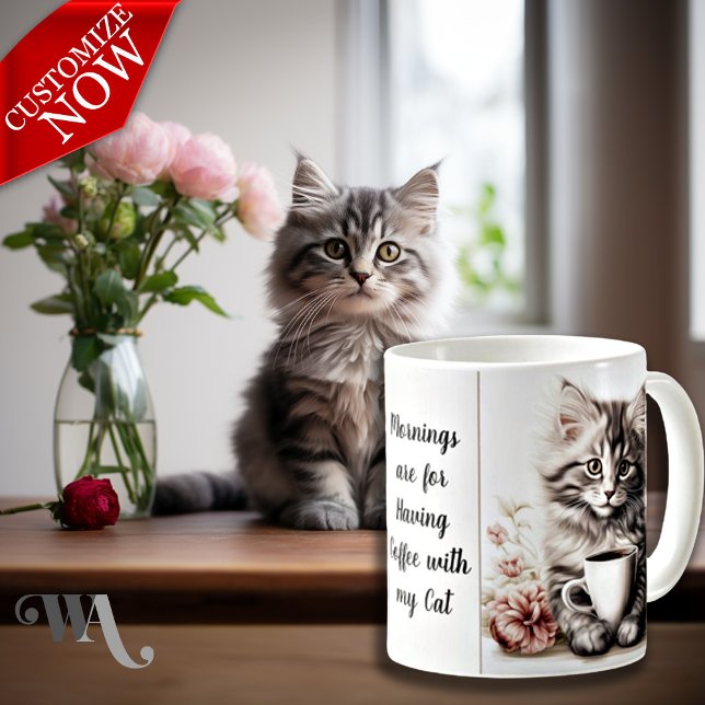 Mug Café avec mon chat (Easy to customize text )