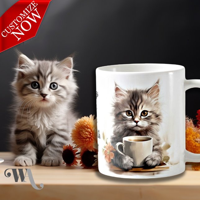 Mug Café avec mon chat (Easy to customize text )