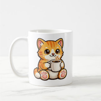 Mug Café avec un joli chat – Chat orange cosy buvant d