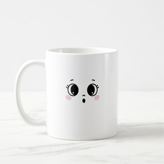 Mug Café avec Visage d'Anime Surpris Mignon  (Gauche)