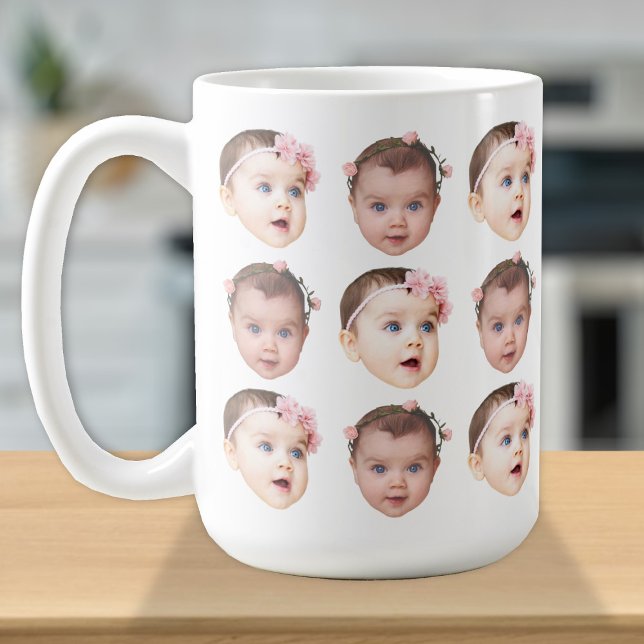 Mug Café avec visage de bébé personnalisé 2 Photos (Créateur téléchargé)