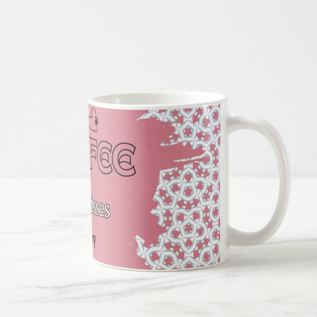 Mug CAFE & BISOUS DE CHIEN rose et bleu (Droite)