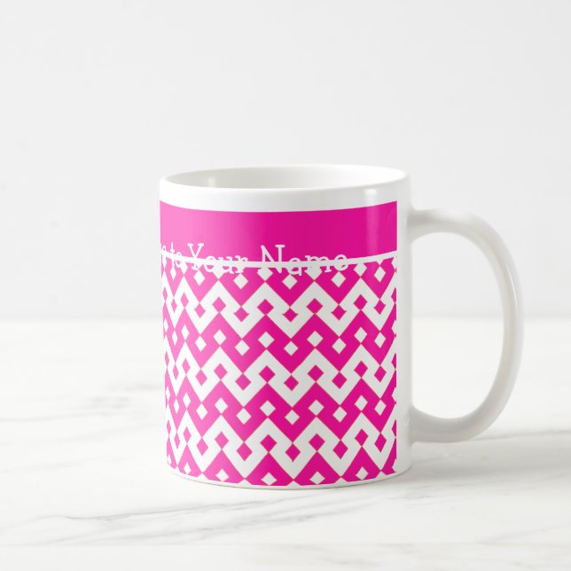 Mug café blanc personnalisé, Candy rose géométriqu (Droite)