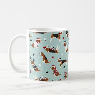 Mug café bleu Beagle de Noël