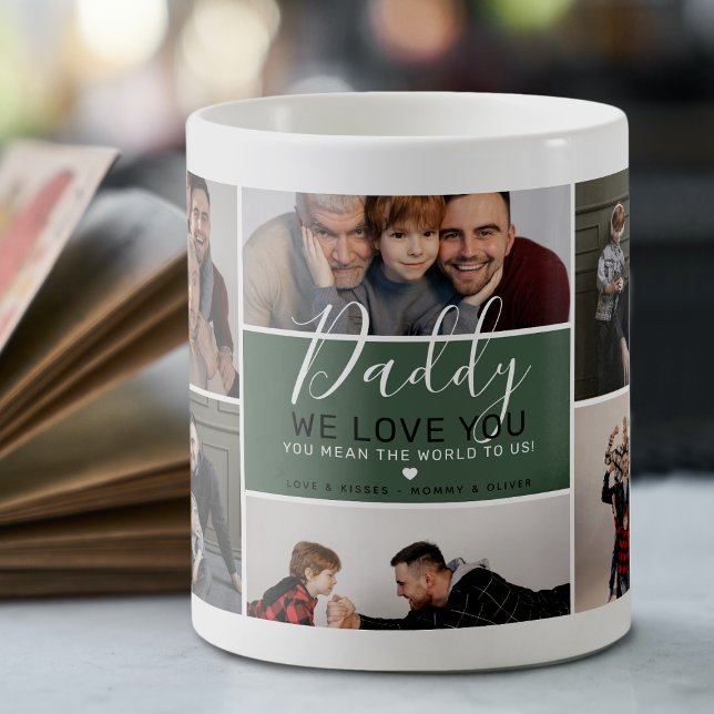 Mug Café Cadeau Collage Photo Papa Moderne Mignon (Créateur téléchargé)