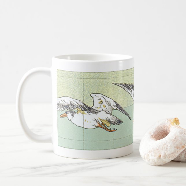 Mug Café Carreau Faux Mouettes Vintage (Avec donut)