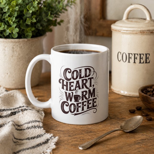Mug Café Chaleureux à Cœur Froid Vintage (Créateur téléchargé)