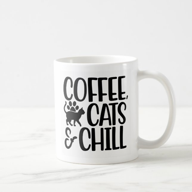 Mug Café, Chats & Chill - Noir (Droite)