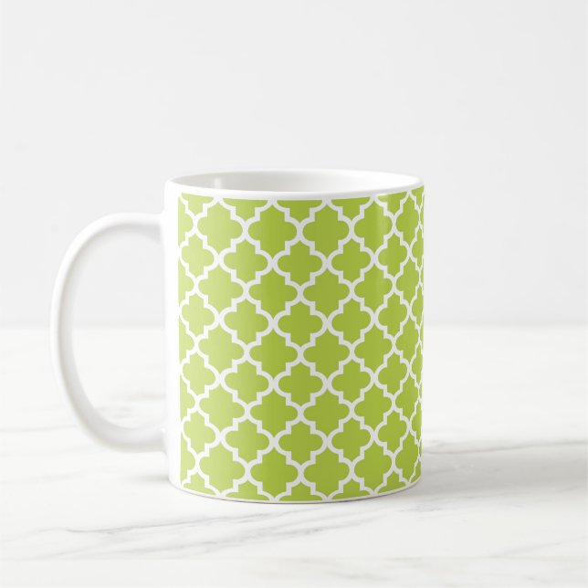 Mug Café chic géométrique carrelage marocain vert ment (Gauche)