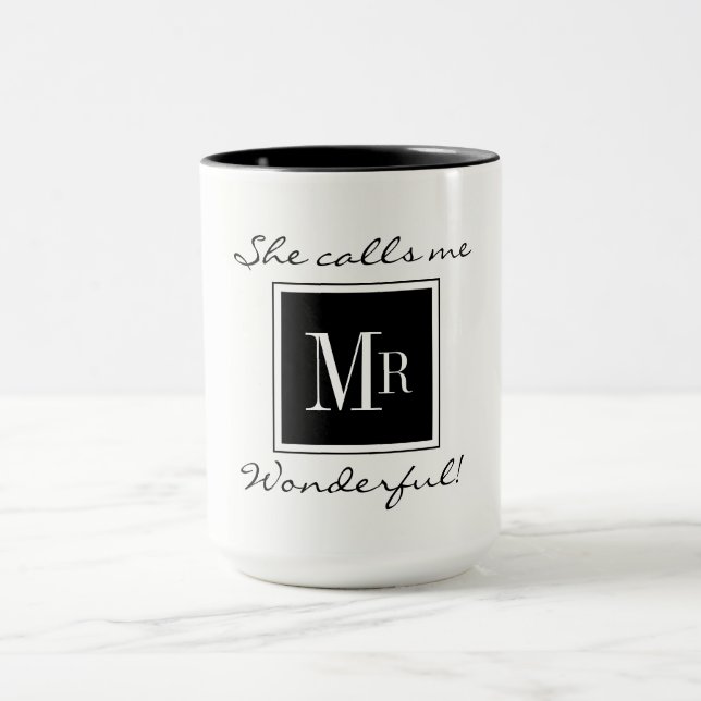 MUG CAFÉ CHIC MUG_ " M. WONDERFUL" BLACK/WHITE (Centre)