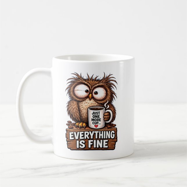 Mug Café Chouette Fatiguée Drôle (Gauche)