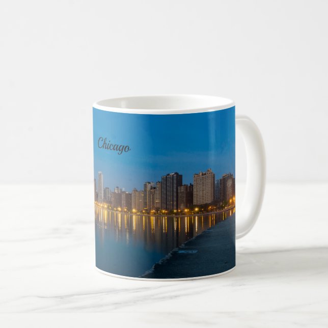 Mug café Cityscape du nord de Chicago (Devant droit)