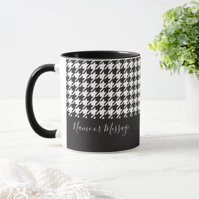 Mug Café classique moderne noir et blanc Houndstooth (Créateur téléchargé)