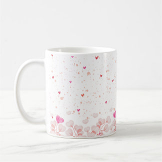 Mug café coeur rose Fleur