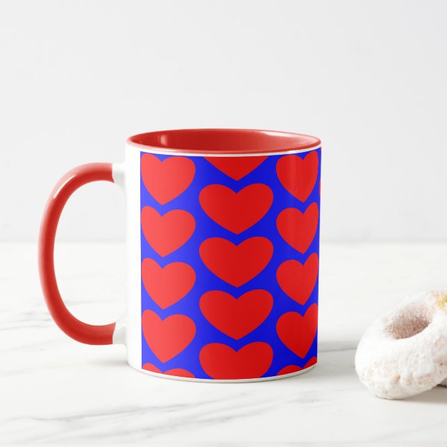 Mug café coeur rouge (Coupe) (Avec donut)