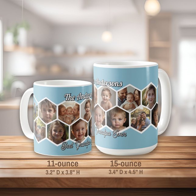 Mug Café Collage Photo de Famille Hexagone (Créateur téléchargé)