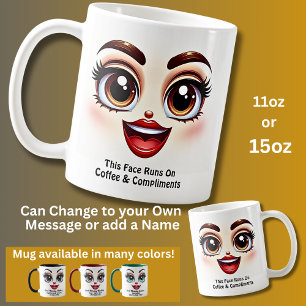 Mug Café & Compliments, Yeux Fabuleux Visage Drôle