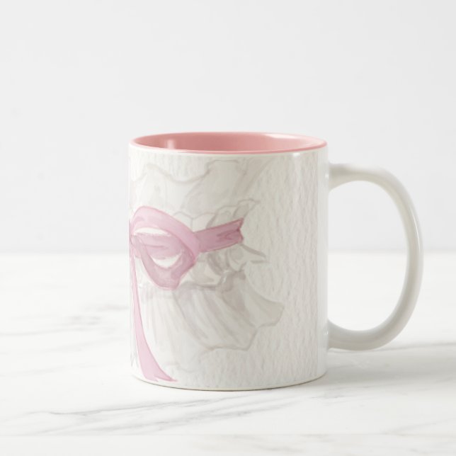 Mug Café Coquette Ruban Rose Élégant (Droit)