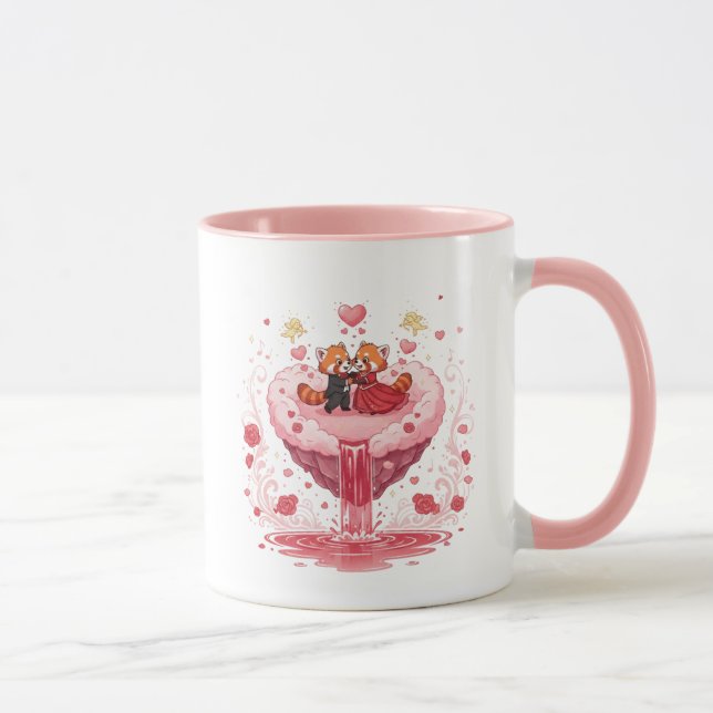 Mug Café Couple Romantique Illustration à Deux Ton (Droite)