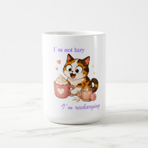 Mug Café Cozy Chat Calicot Mignon - Je ne suis pas par