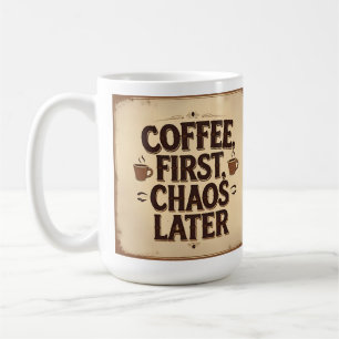Mug Café d'abord, chaos ensuite – Design de citation d