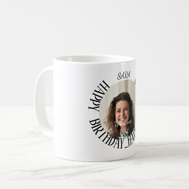 Mug café d'anniversaire personnalisé minimaliste adult (Devant gauche)