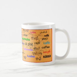Mug Café, dans beaucoup de langues, avec l'arrière -
