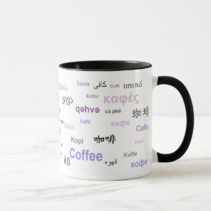 Mug Café dans différentes langues (pourpres)