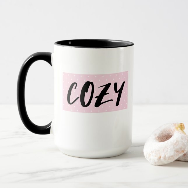 Mug Café d'automne rose et noir (Avec donut)