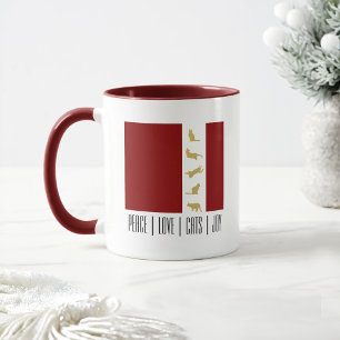 Mug Café de Noël Rouge Blanc Or pour Amoureux de Chats