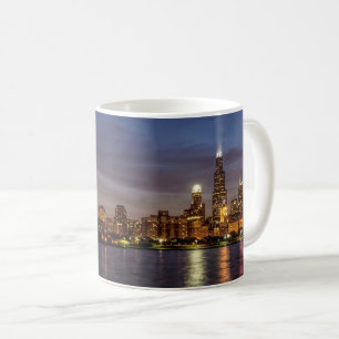 Mug café de nuit de Chicago Cityscape