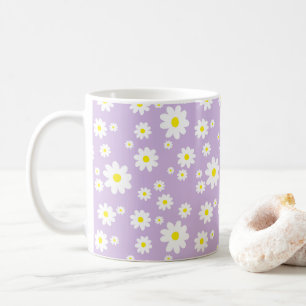 Mug Café de printemps Motif à marguerite violet
