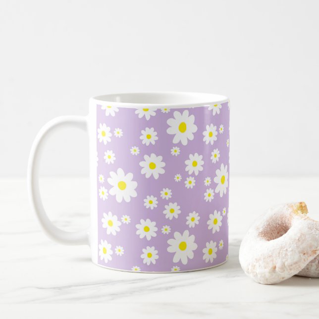 Mug Café de printemps Motif à marguerite violet (Avec donut)
