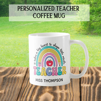 Mug café de professeur d'arc-en-ciel personnalisé