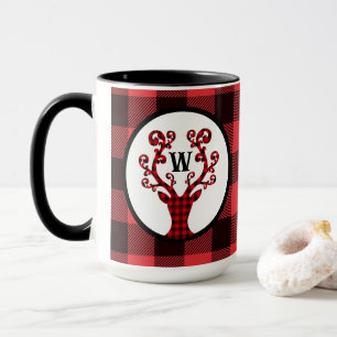 Mug Café de vacances Monogramme Plaid Reindeer