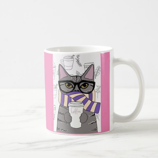 MUG CAFÉ D'HIVER CHAT MUSIQUE D'ART (Droite)