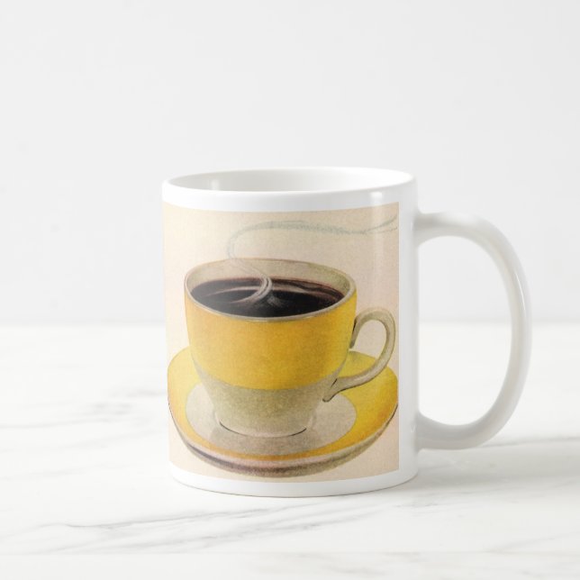 Mug Café d'illustration vintage en Coupe Jaune (Droite)