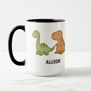 Mug Café dinosaures colorés mignons dessinés à la main