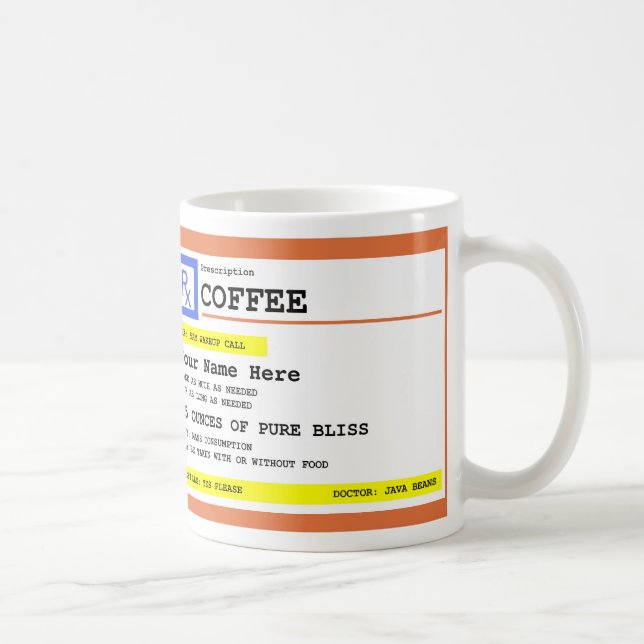 Mug Café d'ordonnance personnalisé (Droite)