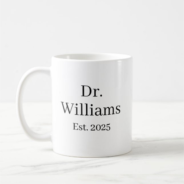 Mug Café Dr Personnalisé, nom Mug Céramique E (Gauche)