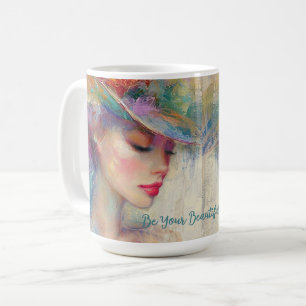 Mug Café Élégante Dame Vintage avec Chapeau de Mod