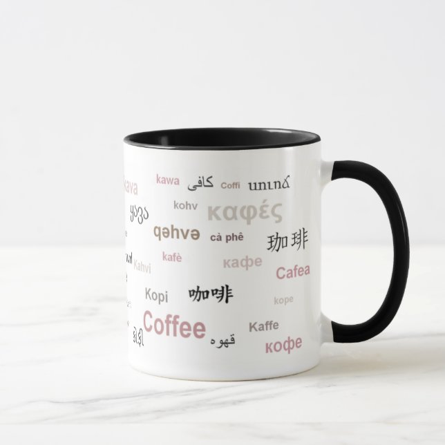 Mug Café en différentes langues (marron) (Droite)