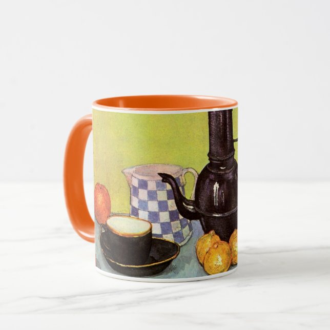 Mug Café en émail bleu par Vincent van Gogh (Devant gauche)