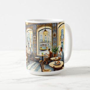 Mug Café en tramway jaune Lisbonne Aquarelle